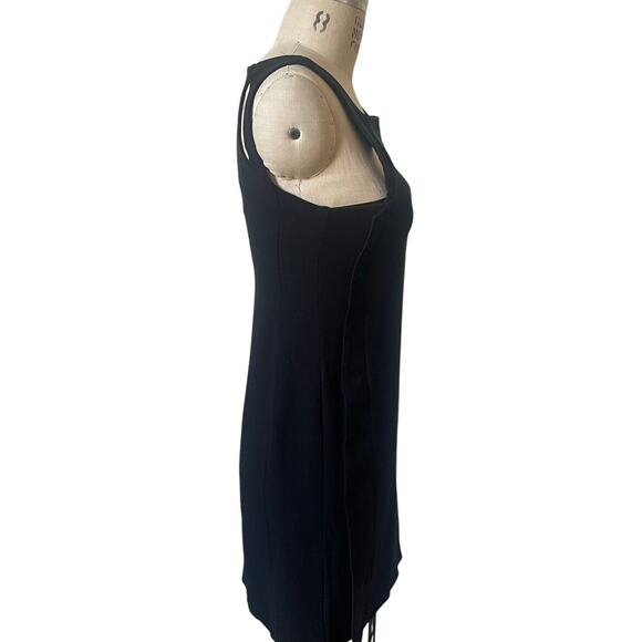 Hussein Chalayan Black Silk Crepe Sheath Dress w/ Cutouts Size 42/ US 10 - Picture 3 of 10